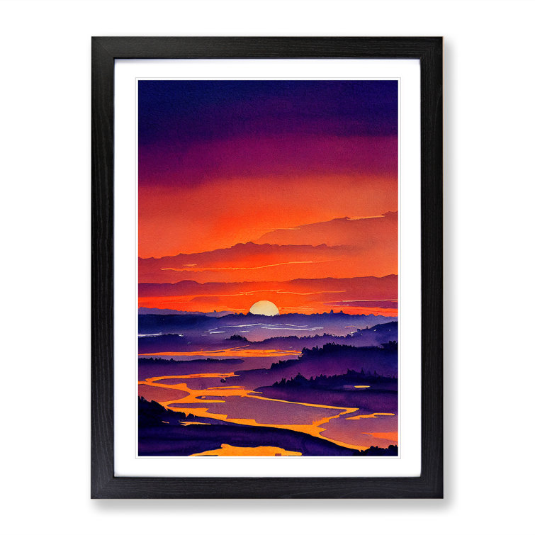 Union Rustic XV10224310X Sunset Lake Watercolour No.6 Picture Frame Painting Wayfair.co.uk